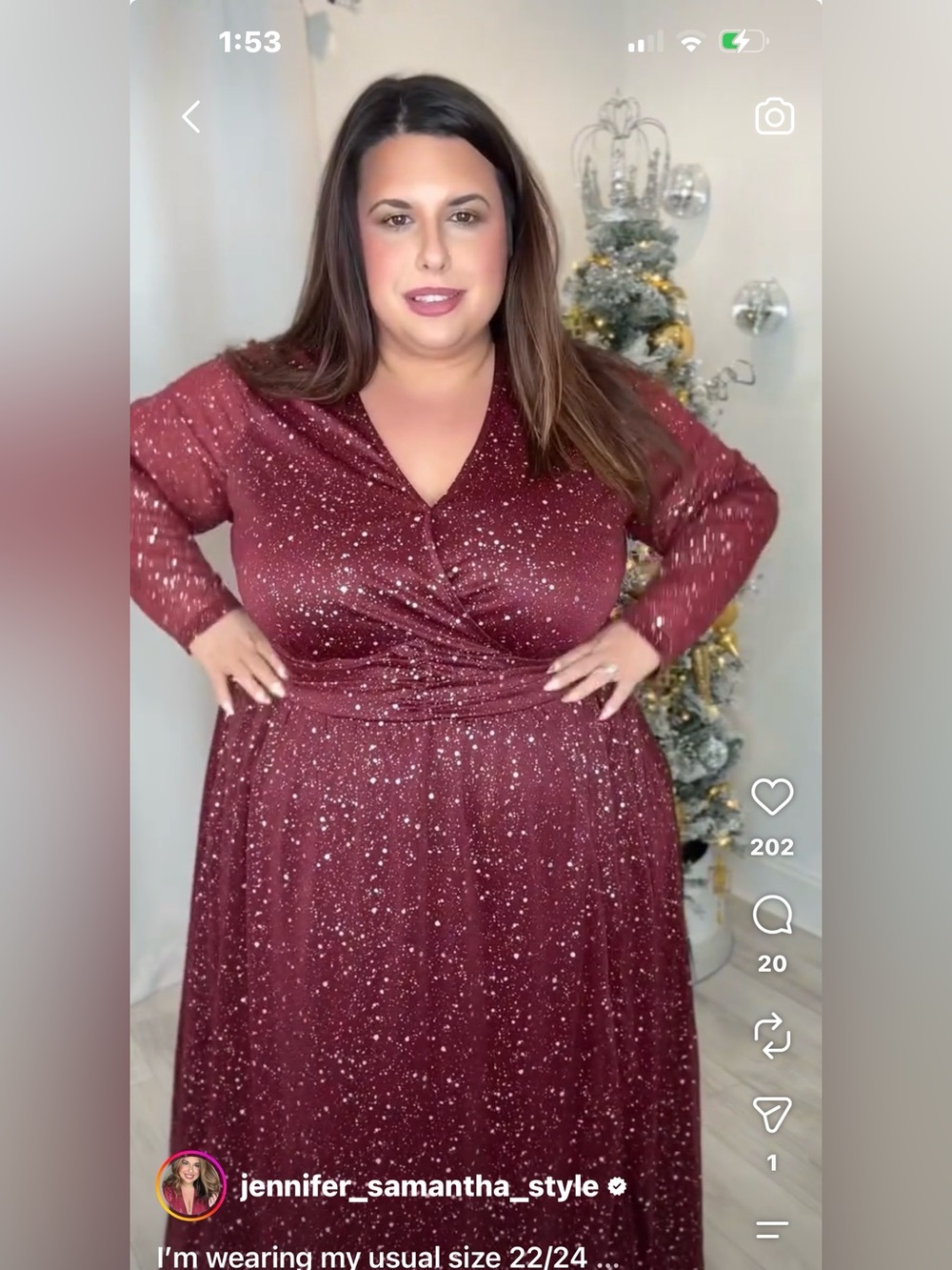 Plus Sparkle Wrap-Front Plus-Size Dress in Burgundy